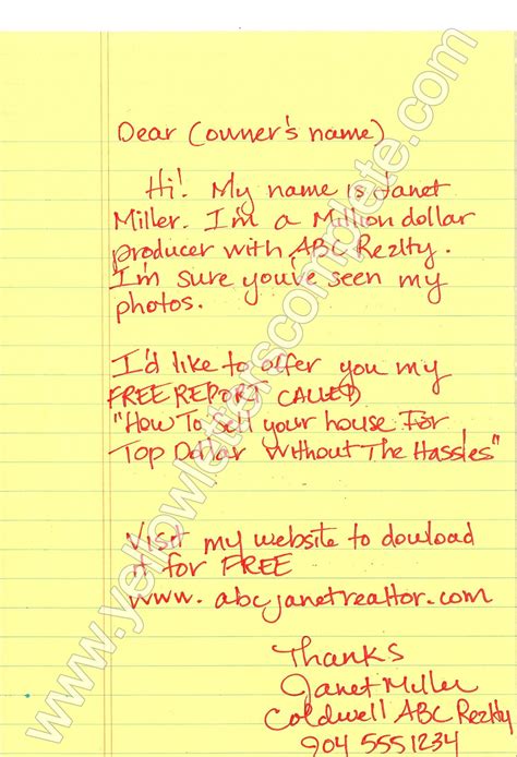 dear home seller letter sample template  blog