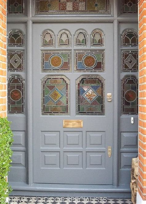 Ornate Victorian Front Door And Frame With Stained Glass Cotswood Doors