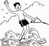 Coloring Water Pages Skiing Library Clipart sketch template