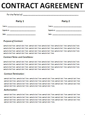 agreement templates  word templates page