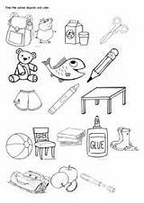 School Objects Find Color Worksheet Worksheets Kindergarten sketch template