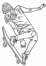 Skateboard Skateboarding Skater Sullo Skate Deskorolce Stampare Kolorowanka Ragazze Jazda Ragazza Drukuj sketch template