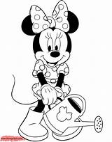 Minnie Coloring Mouse Pages Watering Disneyclips Misc Activities Holding Flowers sketch template