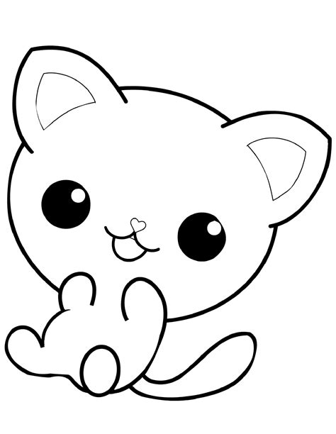 playful  cute kawaii kitten easy cat coloring pages print color craft