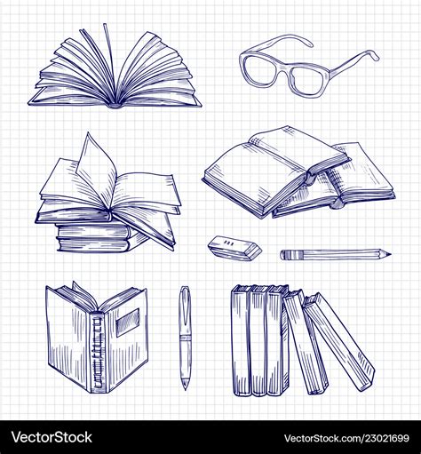 sketch books  stationery vintage library vector image