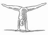 Handstand Gymnast Gymnaste Doing Vectoriels V10 sketch template