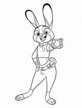 Coloring Pages Zootopia Judy Hopps Zootropolis Rabbit Printable Colouring Disney Print Sheets Movie Hops Color Online Coloring2print sketch template