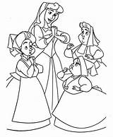 Maids Coloring Aurora Princess Three Cute sketch template