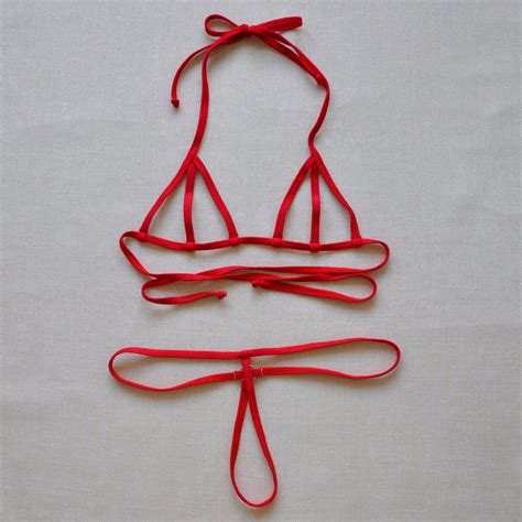 extremely sexy no coverage one string peekaboo bikini swimming costumes