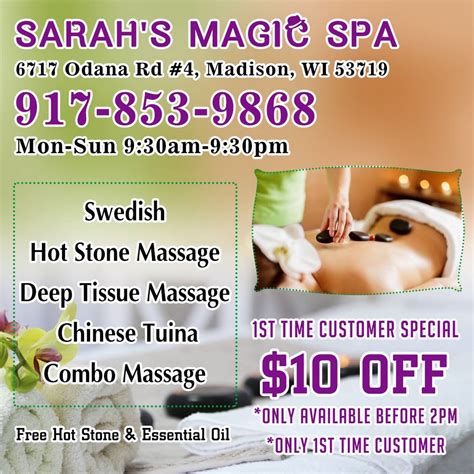sarahs magic spa massage therapist  madison