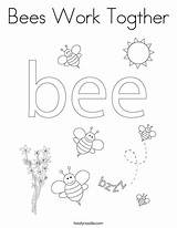 Coloring Bees Togther Work Print Honey Ll sketch template