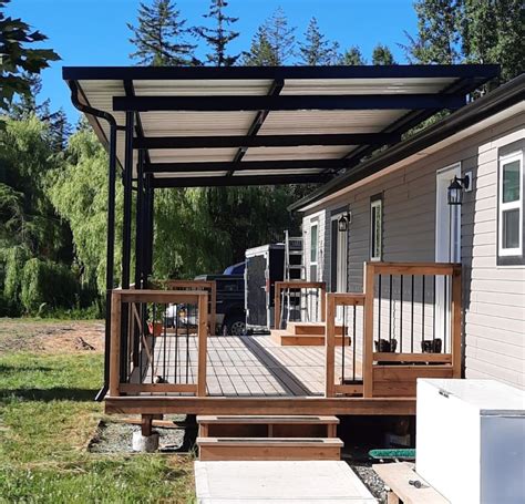 aluminum deck canopy cover deck pros construction railing