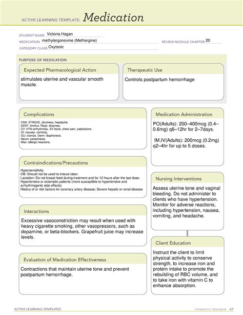 ati med card ld med active learning templates therapeutic procedure