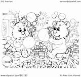 Coloring Bubbles Bear Blowing Cubs Outline Clipart Illustration Royalty Bannykh Alex Rf 2021 sketch template