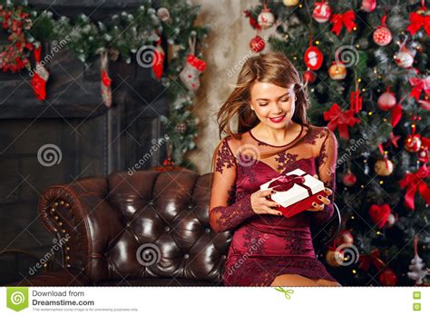 Girl With Christmas T Stock Image Image Of Person 81065659