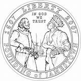 Jamestown Coloring 2006 Virginia Coins Gold Coin sketch template