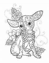 Coloring Pages Dog Mandala Adult Printable Books Pixel Animal Cute Chihuahua Print Adults Sheets Getcolorings Drawing Color Drawings Colouring Fabric sketch template