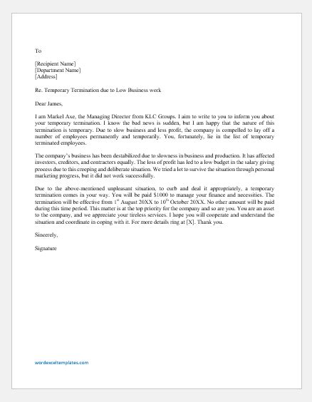 sample layoff letter  employees  letter template collection