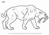 Saber Draw Cat Toothed Drawing Step Tooth Tiger Extinct Animals Drawings Coloring Pages Tutorials Drawingtutorials101 Smilodon Learn Prehistoric Paintingvalley sketch template
