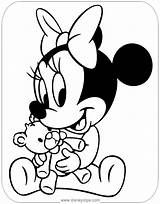 Coloring Minnie Baby Pages Disney Babies Mickey Teddy Bear Disneyclips Printable Hugging Funstuff sketch template