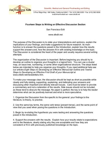 fourteen steps  writing  effective discussion section