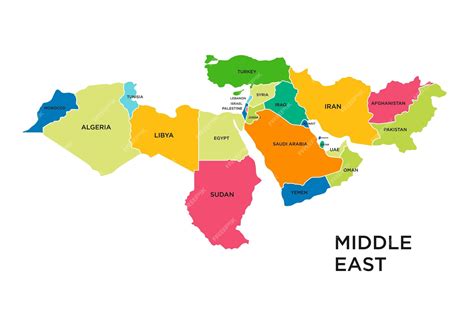 premium vector middle east country map vector