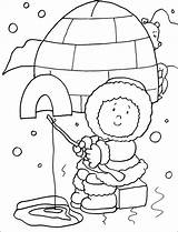Eskimo Igloo Colouring Preschoolactivities Hiver Iglo Season Luge Kindergarten sketch template