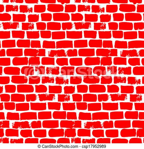 vector  hand drawn vector seamless  bricks  bright red