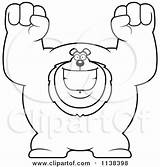 Lion Buff Outlined Cheering Excited Clipart Cartoon Cory Thoman Coloring Vector 2021 sketch template