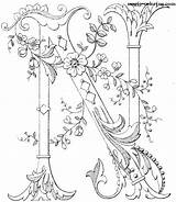 Coloring Pages Flowered Monograms Magic sketch template
