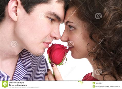 closeup portrait of beautiful couple in love royalty free