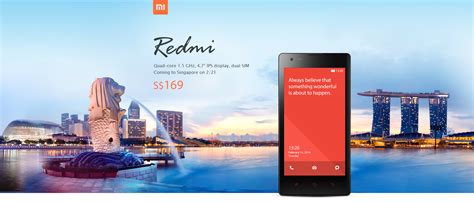 xiaomi enters singapore market  redmi smartphone quad core android    sgd wo
