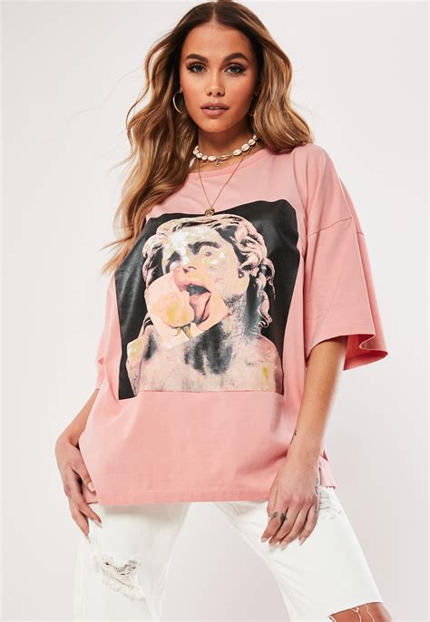 pink oversized graphic t shirt missguided