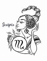 Scorpio Horoscope Scorpion Astrological Astrologie Kleuring Mooi Meisje Astrologische Teken Schorpioen Feminine Astrologique Weegschaal Signe sketch template