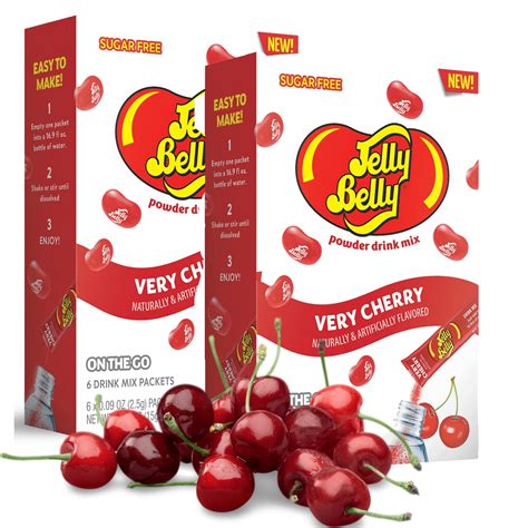 jelly belly singles to go powder drink mix very cherry flavored sugar