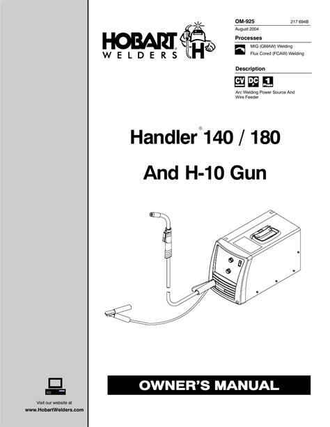hobart welding products handler  user manual  pages   handler   gun handler
