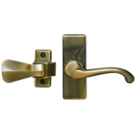 ideal security antique brass storm door lever handle set