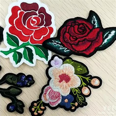 custom embroidered flower patch iron  applique patch clothing patches