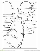 Coloring Wolf Howling Pages Worksheets Moon Worksheet Wolves Drawing Printable Kids Education Activities Cub Drawings 386px 23kb Complicated Visit Choose sketch template