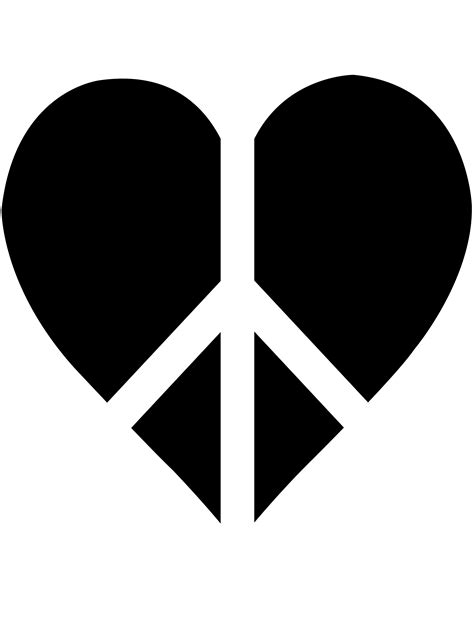black peace heart logo  clip art