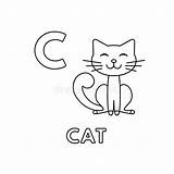 Coloring Cat Animals Pages Vector Cartoon Alphabet Cute Illustration sketch template