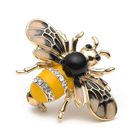 cute little bee metal and crystal brooch pin for women bee jewelry