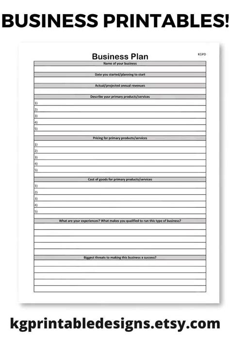 business printables templates video business planner printables