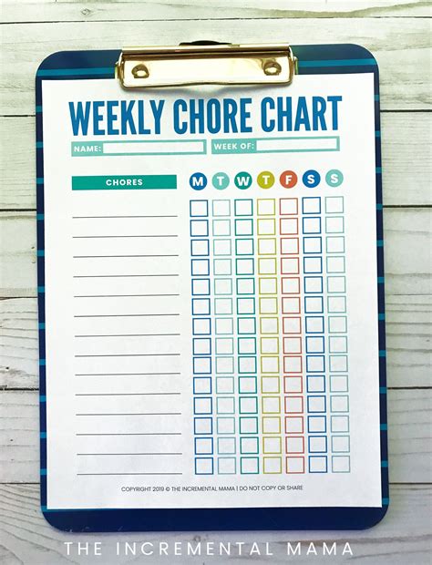 cute colorful  customizable chore chart printable printable