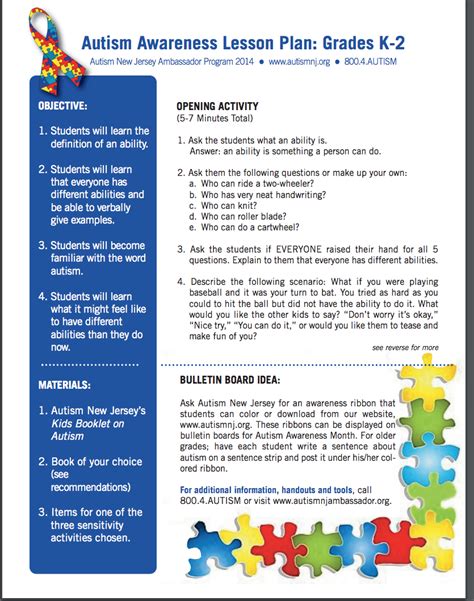 autism awareness lesson plan  kindergarten  grade lesson planet
