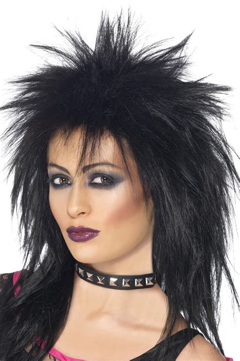 80s rock diva wig black