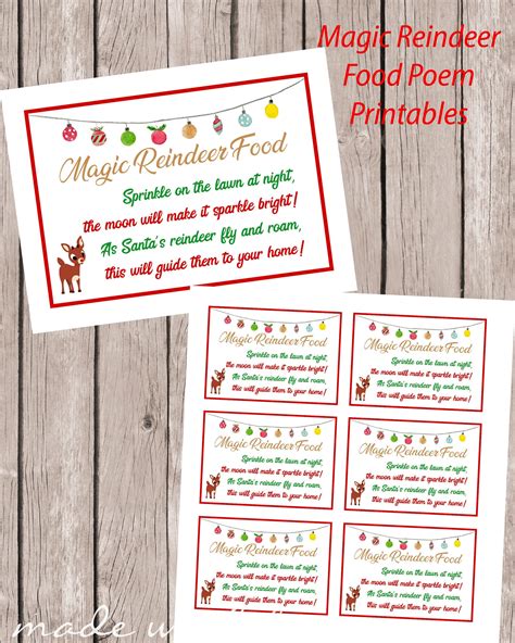 reindeer food poem printable