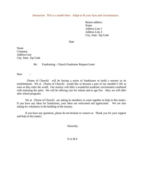 sample letter  church fundraiser request letter  template pdffiller