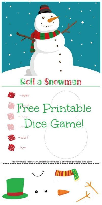 roll  snowman printable dice game  moms