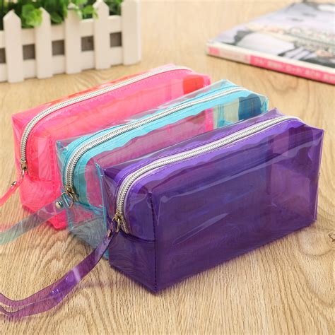 clear cosmetic bags pouch zipper toiletry multi functional plastic pp